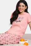 Zivame Joyful Jingles Knit Cotton Pyjama Set - candlelight Peach — thumbnail 1